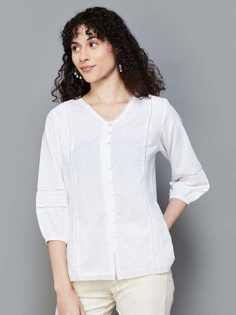 colour me by melange white regular fit top