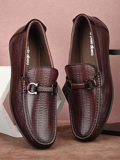 pelle albero men's maroon casual loafers