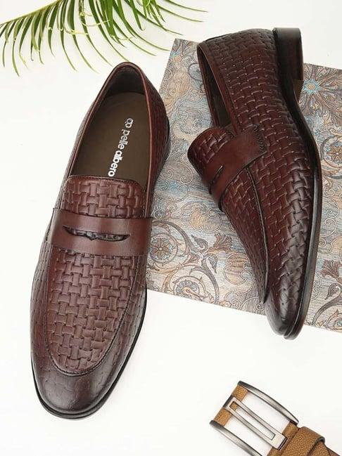 pelle albero men's maroon formal loafers