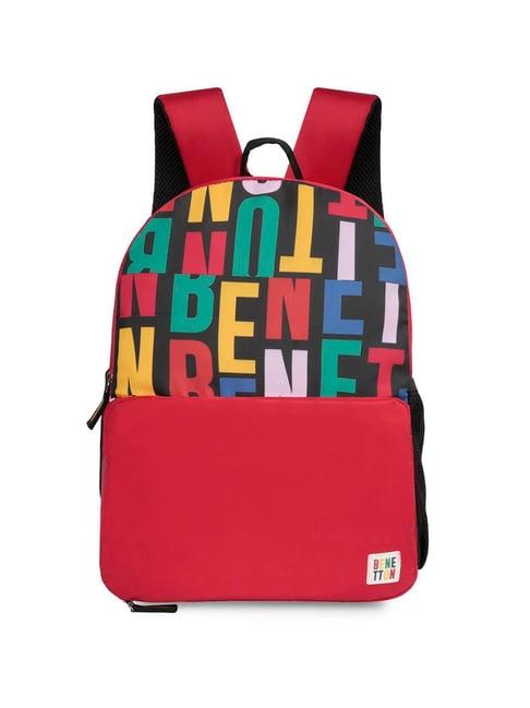 united colors of benetton breeze red polyester printed backpack