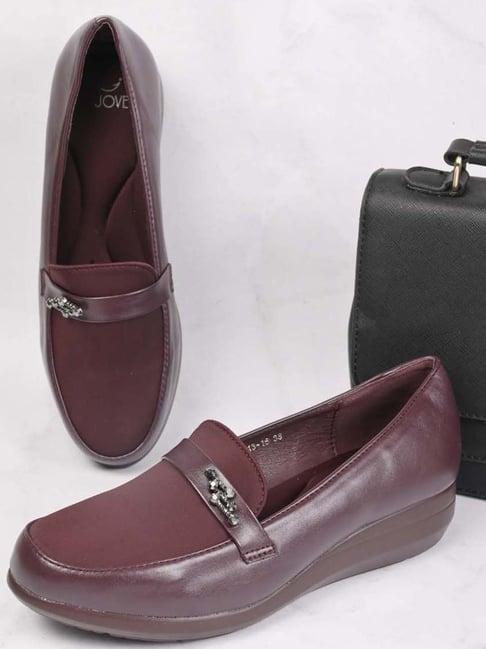 jove women's maroon wedge loafers