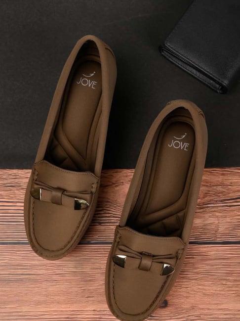 jove women's khaki casual loafers