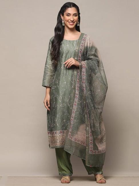 biba light green printed chanderi unstitched dress material