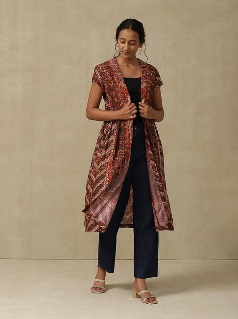 aarke ritu kumar rust printed long shrug