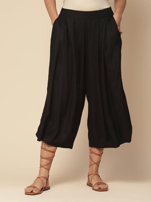 aarke ritu kumar black loose fit mid rise culottes