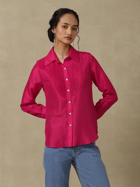 aarke ritu kumar magenta relaxed fit shirt