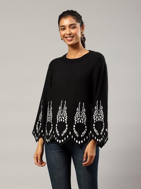 label ritu kumar black & white printed sweater