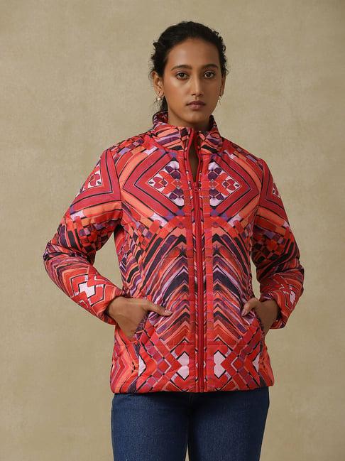 aarke ritu kumar pink printed quilted jacket