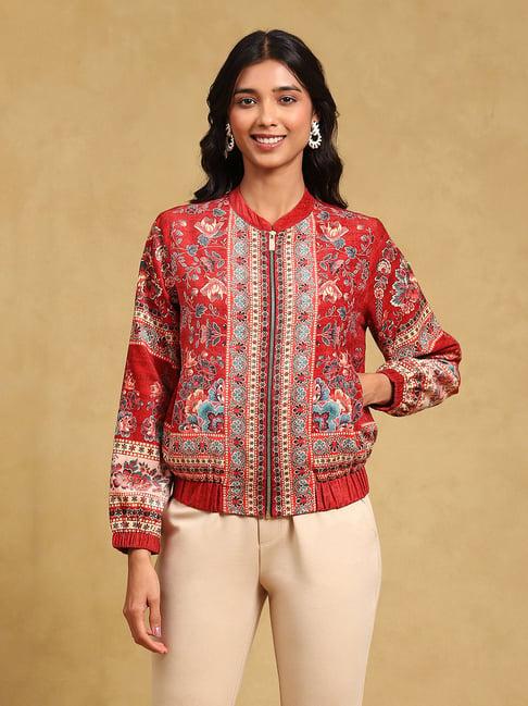 label ritu kumar red floral print jacket