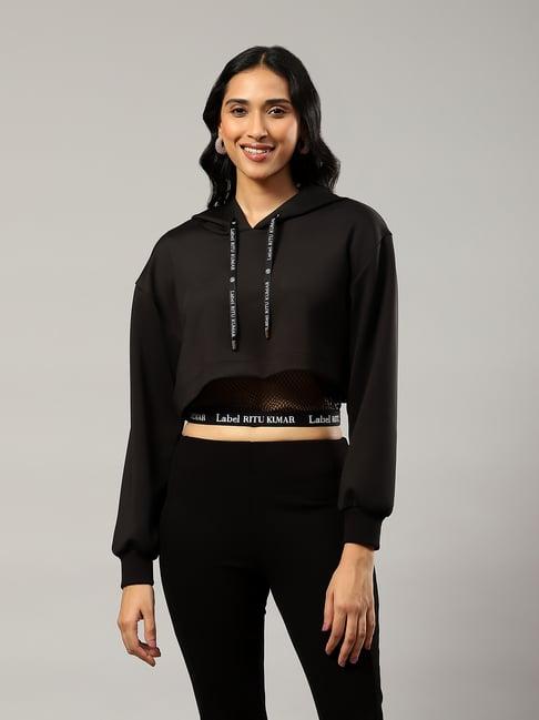 label ritu kumar black scuba relaxed fit crop top