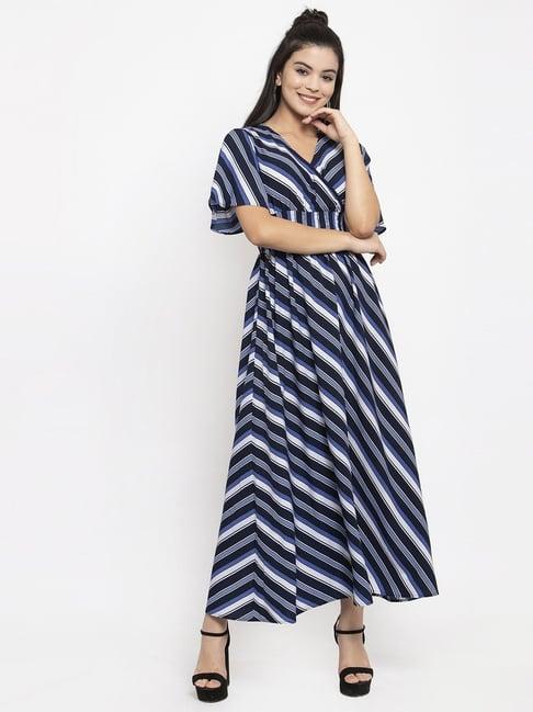 kassually blue & white striped maxi dress