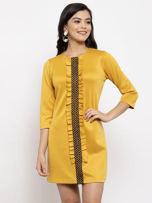 kassually mustard relaxed fit a line dress