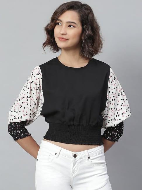 kassually black & white printed crop top