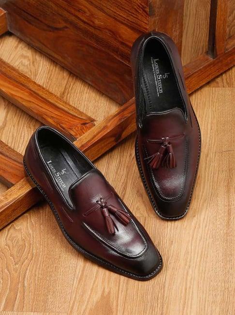 louis stitch men's rosewood formal mocassins