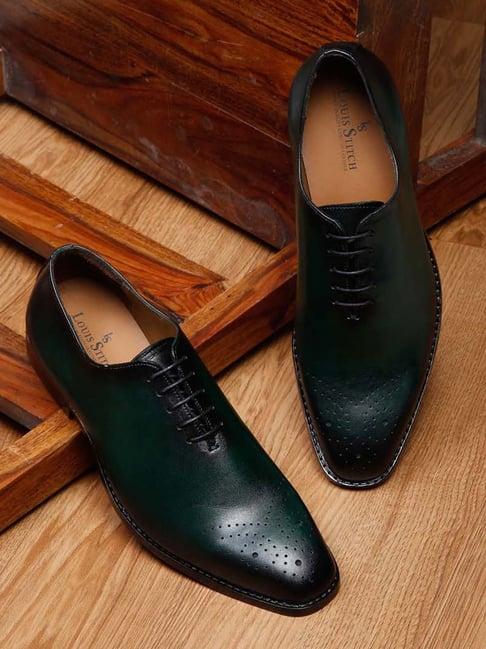 louis stitch men's forest green oxford shoes