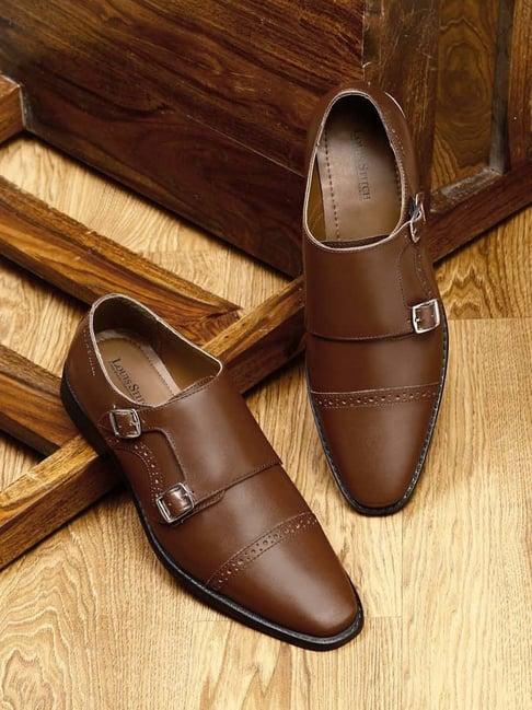 louis stitch men's tan monk shoes