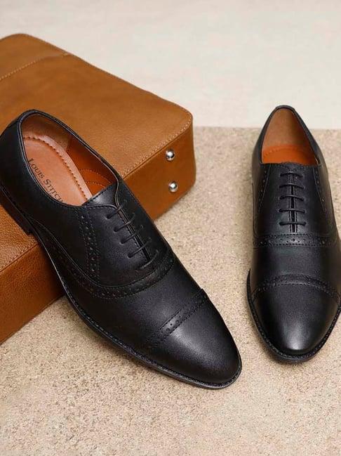 louis stitch men's black oxford shoes