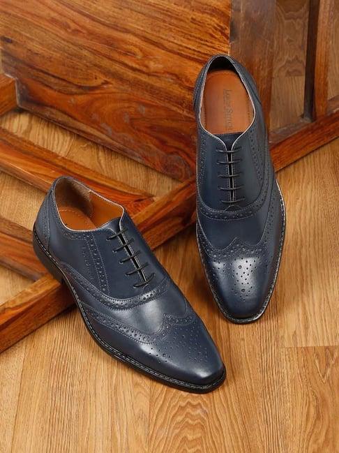 louis stitch men's blue brogue shoes