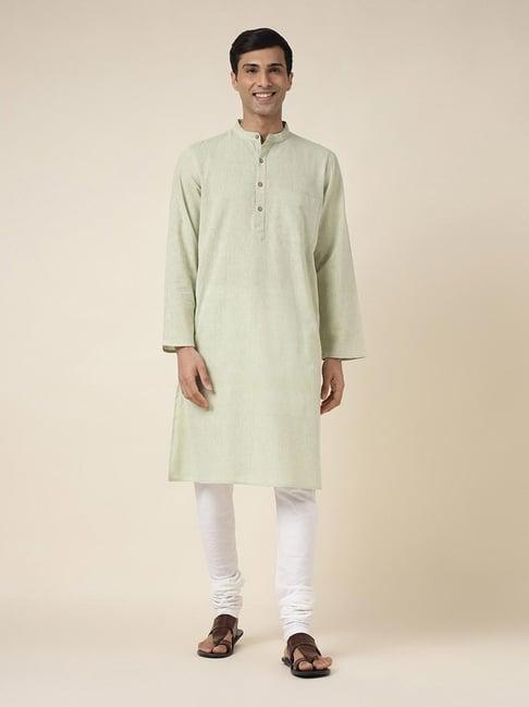 fabindia sage green comfort fit self design kurta