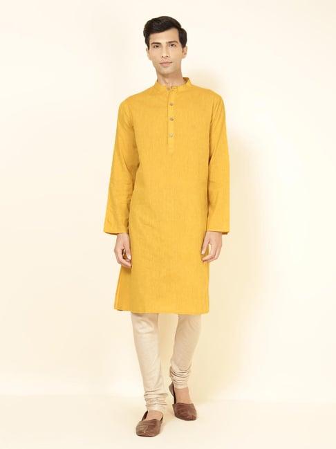 fabindia yellow comfort fit kurta