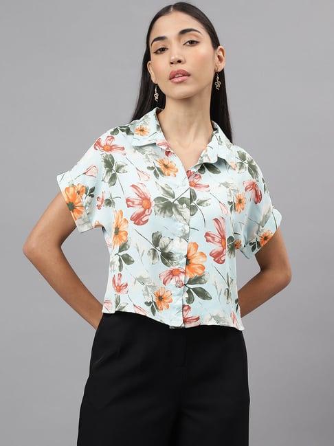 latin quarters mint green floral print shirt