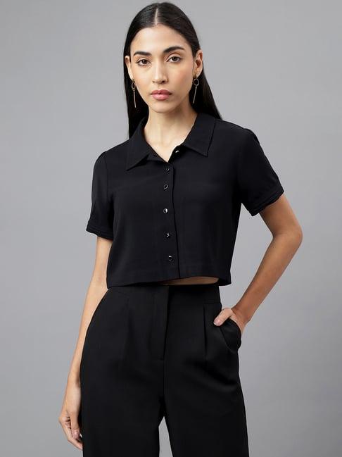 latin quarters black crop shirt