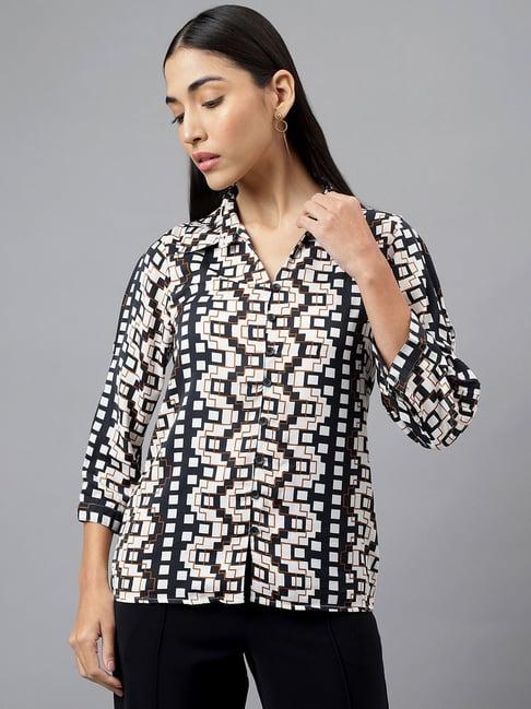 latin quarters black printed shirt