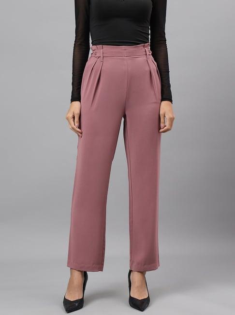 latin quarters dusty pink regular fit mid rise pleated trousers