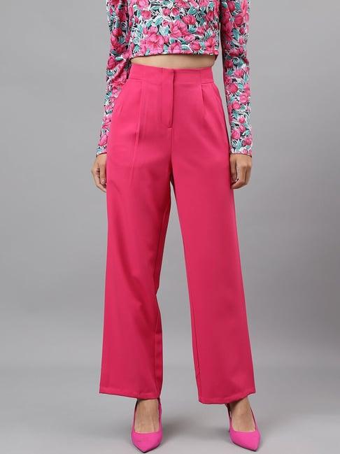 latin quarters pink regular fit mid rise pleated trousers