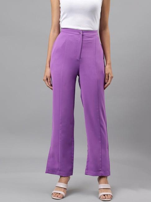 latin quarters lavender regular fit mid rise trousers