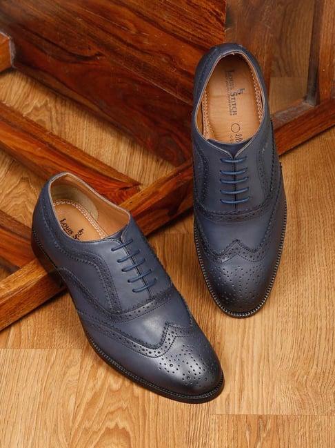 louis stitch men's federal blue brogue shoes