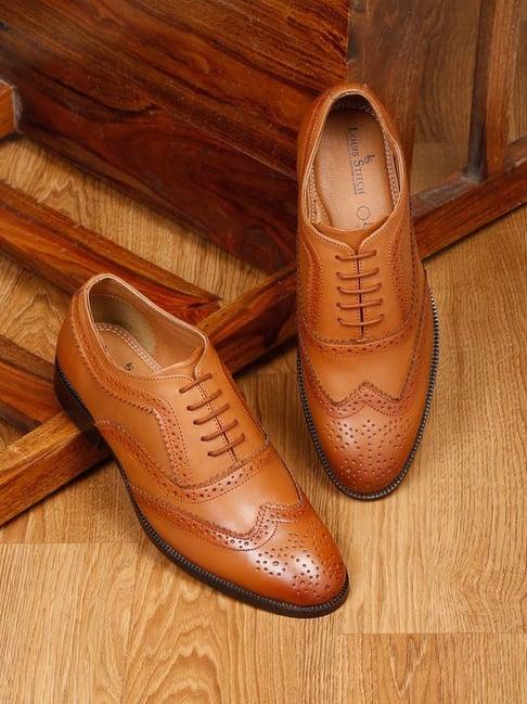 louis stitch men's russet tan brogue shoes