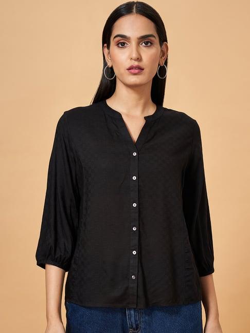 marigold lane black self pattern shirt