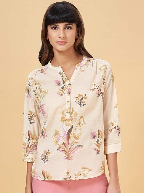 honey by pantaloons beige floral print top