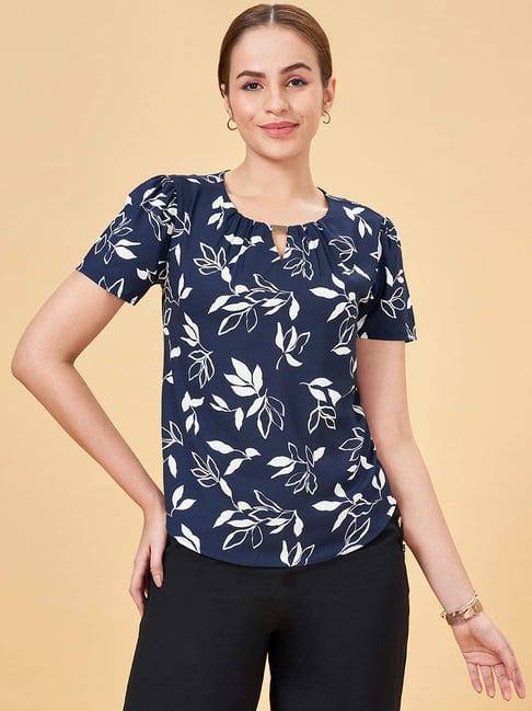 annabelle by pantaloons navy floral print top