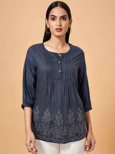 marigold lane navy embroidered tunic