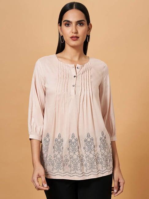 marigold lane peach embroidered tunic