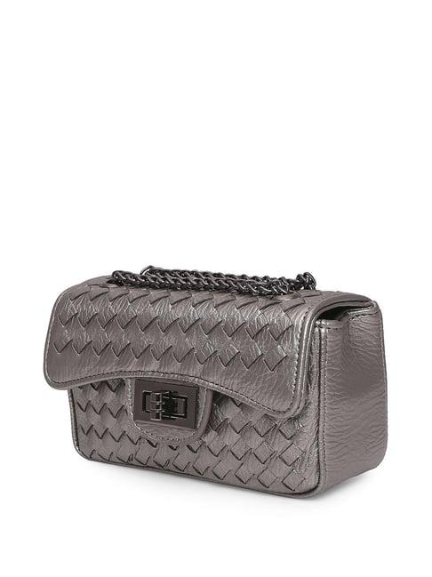 inc.5 grey pu textured sling handbag