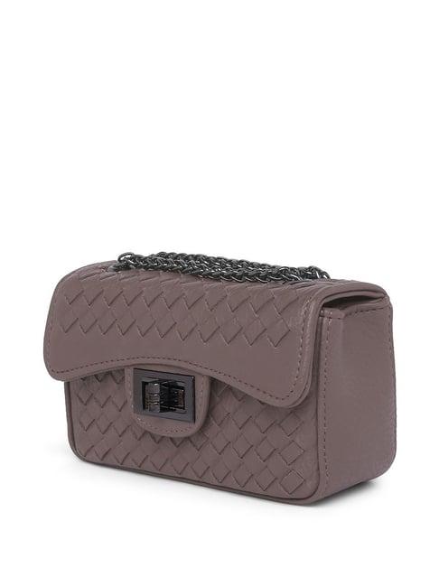 inc.5 brown pu textured sling handbag