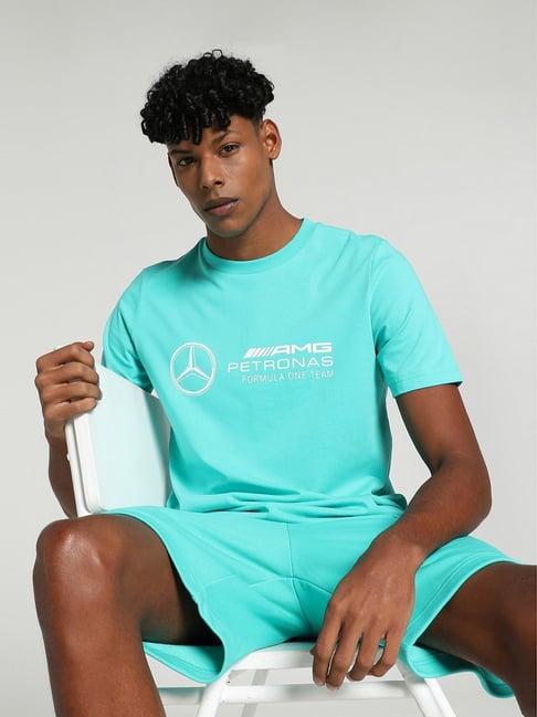 puma mercedes-amg petronas motorsport sheen green cotton regular fit printed sports t-shirt