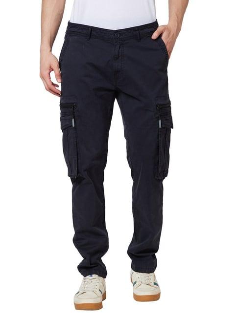 spykar blue cotton cargo fit cargos