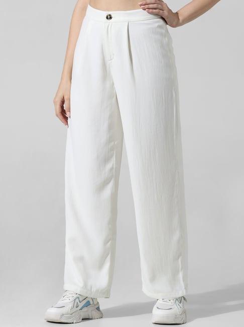 only white regular fit high rise pants