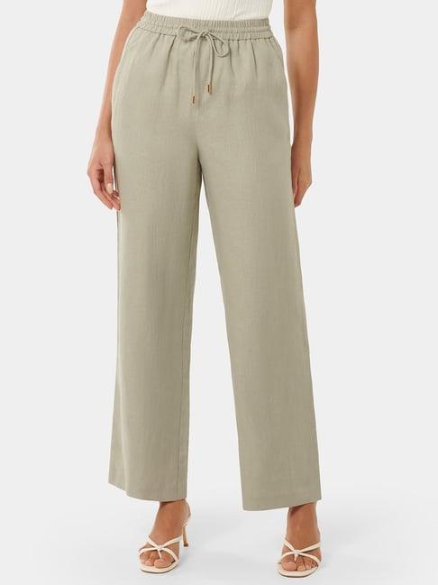 forever new light green linen straight fit high rise pants