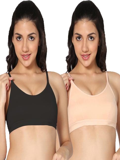 in care black & beige sports bra- pack of 2