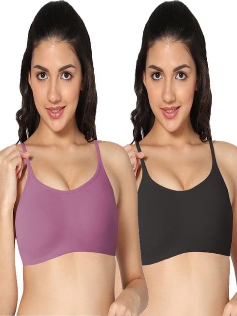 in care black & purple sports bra- pack of 2