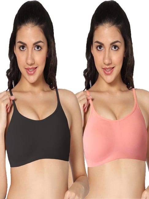 in care black & peach sports bra- pack of 2