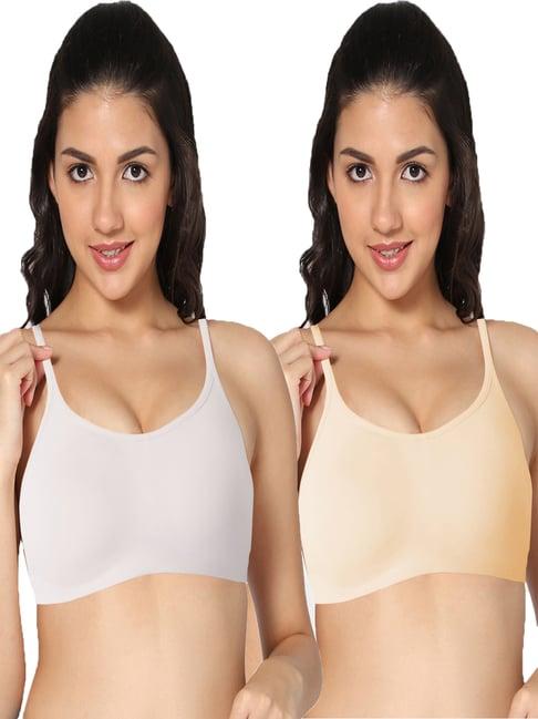 in care white & beige sports bra- pack of 2