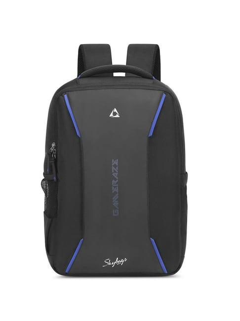 skybags gameraze 03 gaming black & blue polyester printed laptop backpack - 25 ltrs