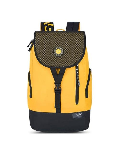 skybags grad pro 03 yellow polyester printed laptop backpack - 25 ltrs