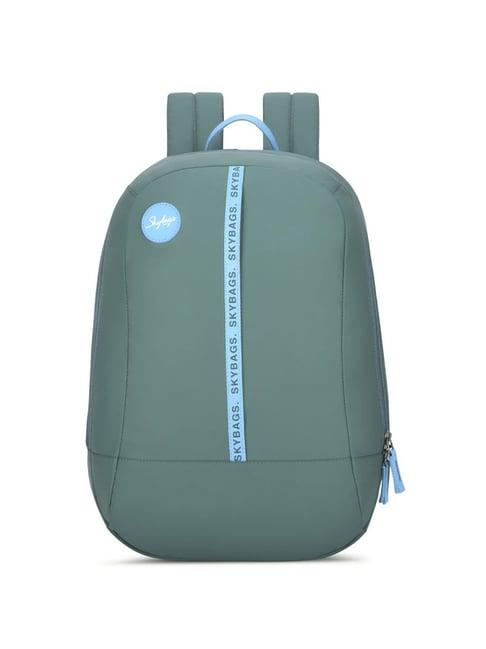 skybags tribe plus 02 greenish teal polyester printed laptop backpack - 15 ltrs